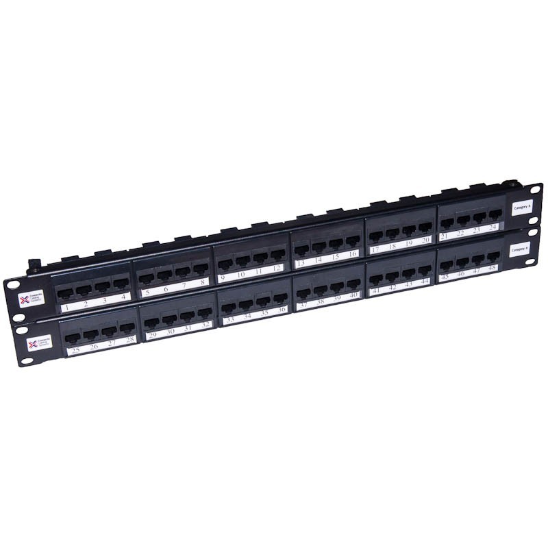 Cat 6 Universal Patch Panel, 24-Port, 1RU. Cable management bar includ –  Leviton