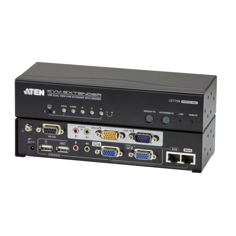 Aten CE775 USB Dual View KVM Extender with Deskew