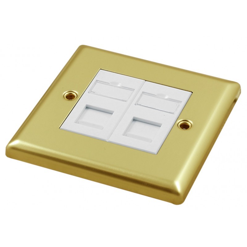 Singlegang Metal Faceplate with 2 Cat6 UTP Module Modules