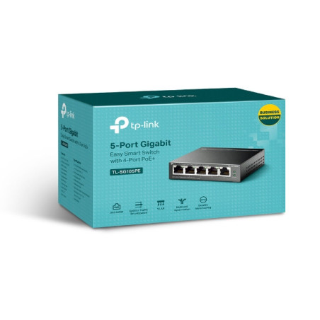 P-Link 5-Port Gigabit Easy Smart PoE Switch with 4-Port PoE+