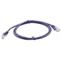 Purple Cat5e patch lead with a short boot