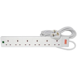 6 Way Surge Protected 13 Amp UK Mains Extension